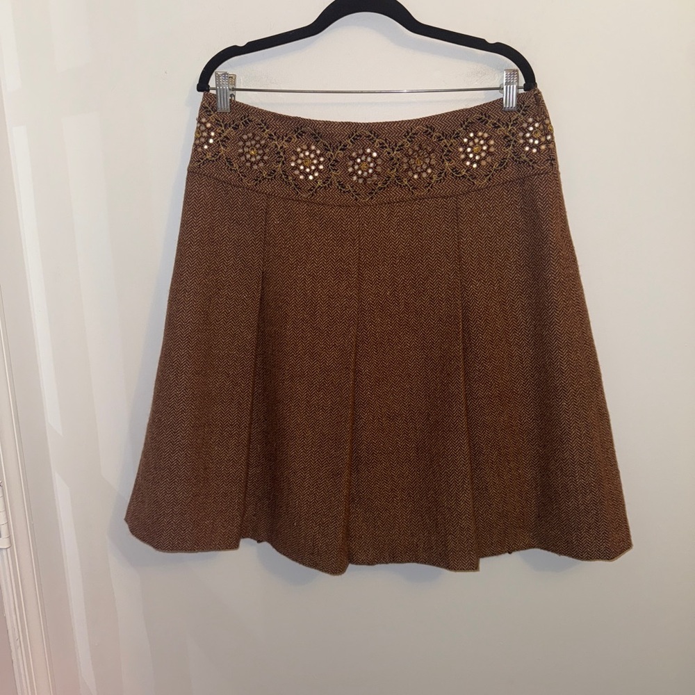 Ann Taylor LOFT Embroidered Tweed A-Line Skirt | Size 12 | Academia 🍂 - Picture 4 of 10